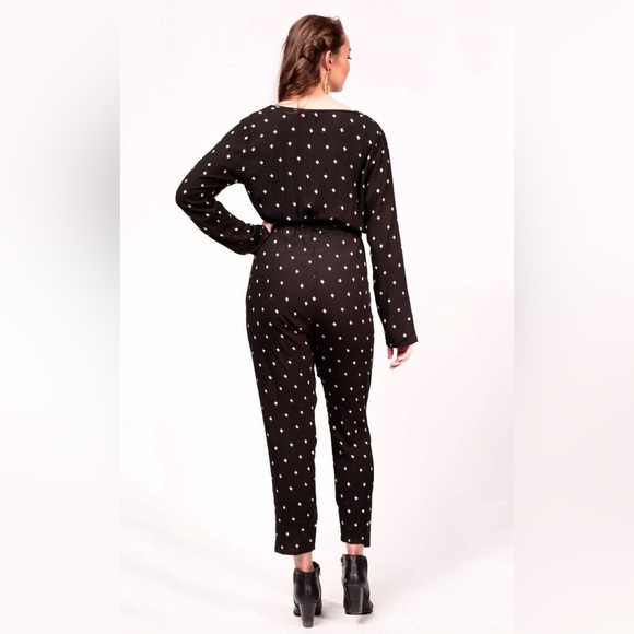 Symbology Clothing Baby Cacti Wrap Jumpsuit in Black & Ivory, women’s size XL - Picture 3 of 8